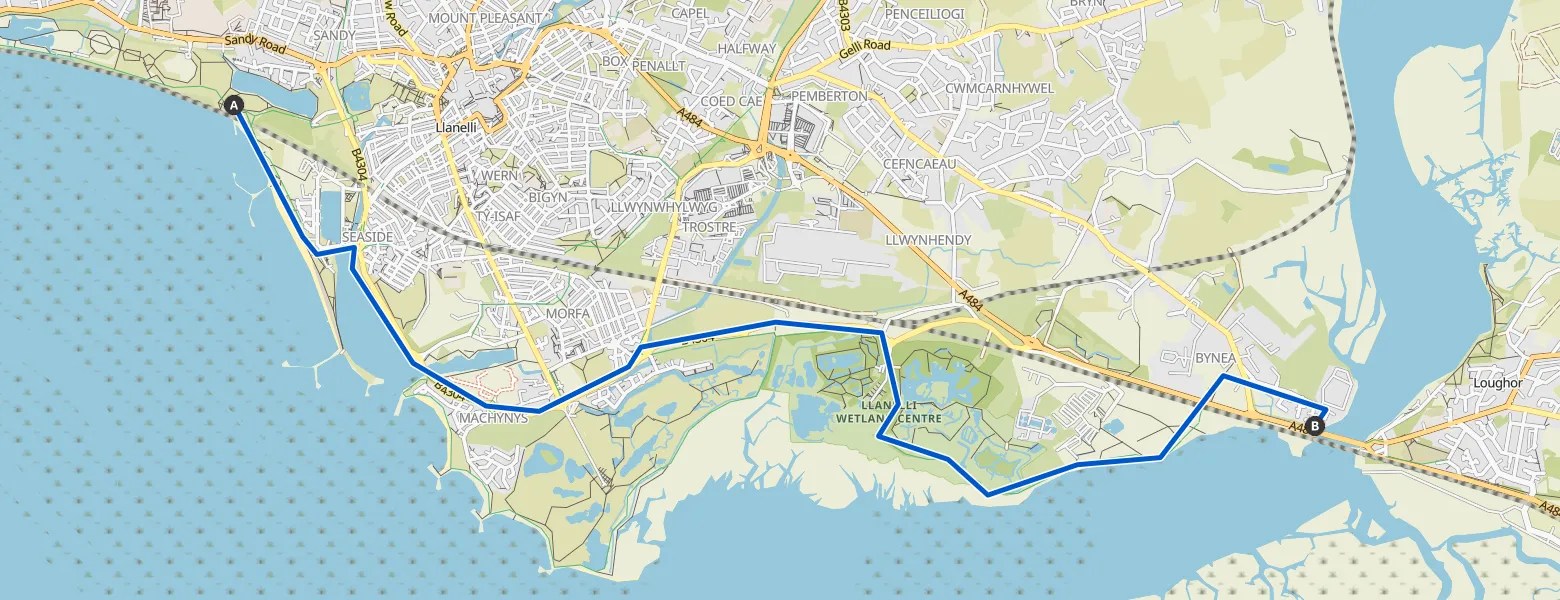 From Seaside to Loughor road ride Komoot